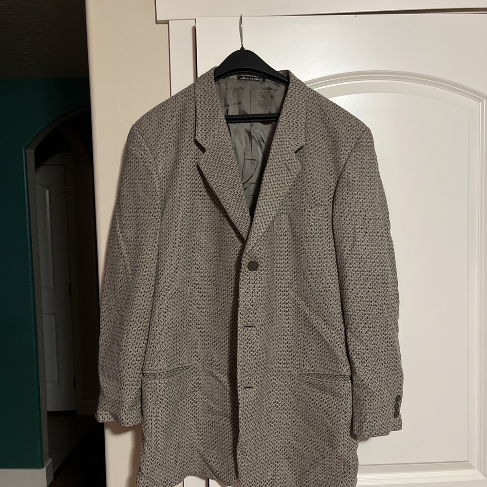 Giorgio Armani Le Collezioni Blazer 42R Beige Wool Cashmere 3 Button Italy